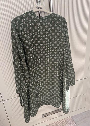 Uzun Kollu Düğmeli Yeşil tunik - Görsel 2