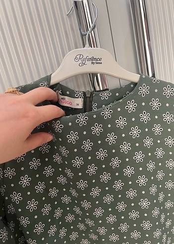 Uzun Kollu Düğmeli Yeşil tunik - Görsel 3