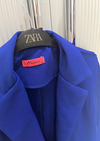 Zara Mavi Uzun Kadın Blazer Ceket - Görsel 2