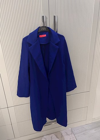 Zara Mavi Uzun Kadın Blazer Ceket - Görsel 3