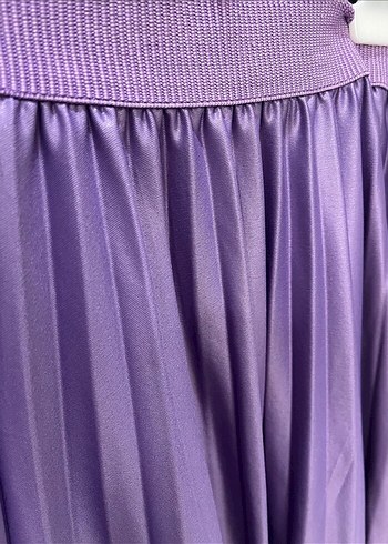 Mor Parlak Pliseli Uzun Etek - Görsel 2
