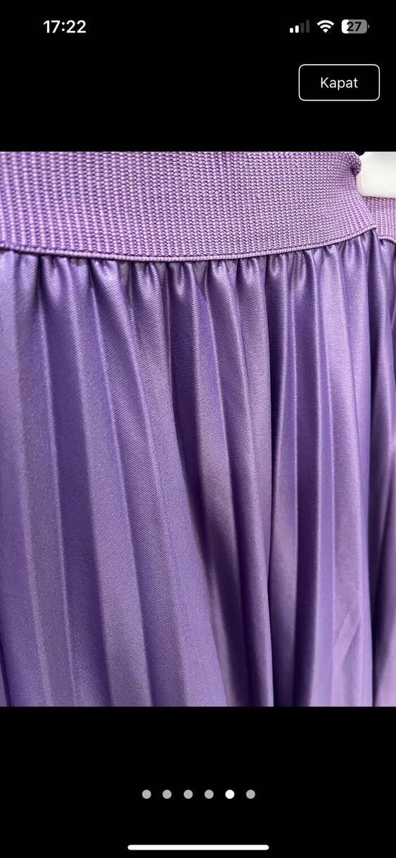 Mor Parlak Pliseli Uzun Etek - Görsel 2