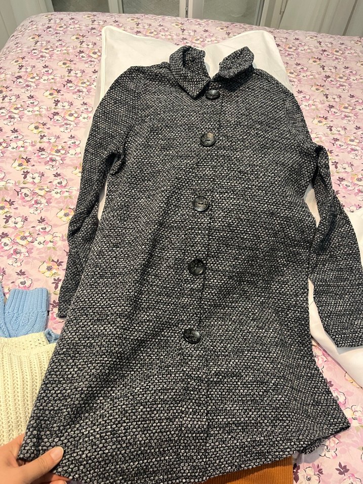 Düğmeli Gri Kız Triko Hırka - Görsel 4