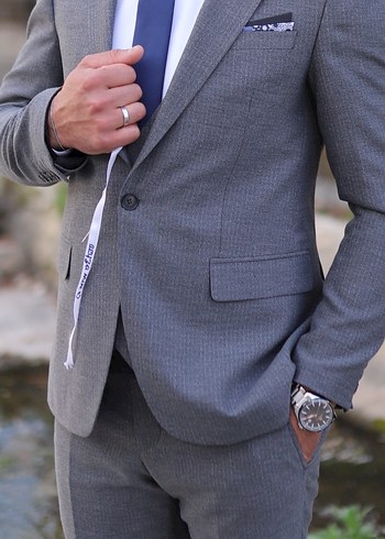 Gri Klasik Kesim Düğmeli Erkek Yelek - Görsel 2