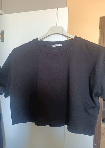 Siyah Kadın Crop Tişört