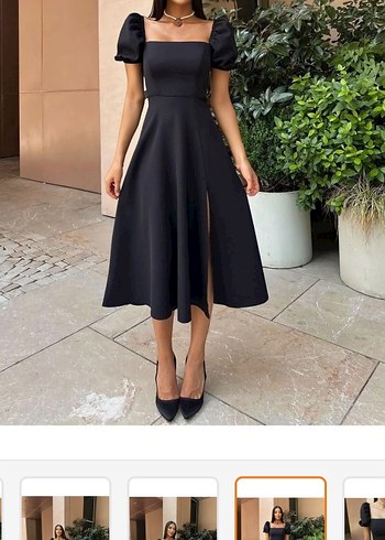 Siyah Straplez Uzun Elbise - Görsel 2