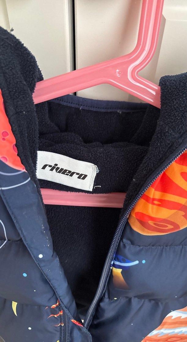 Uzay Desenli Mavi Erkek Çocuk Kaban - Görsel 2