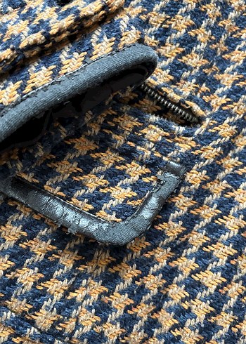 Kahverengi Desenli Kadın Yün Ceket - Görsel 4