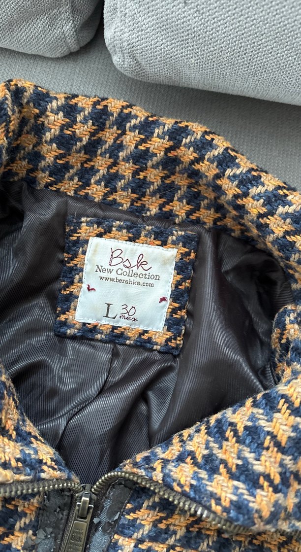 Kahverengi Desenli Kadın Yün Ceket - Görsel 2