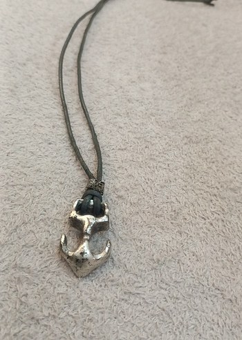 Gri Zincir Detaylı Çapa Midi Kolye - Görsel 2