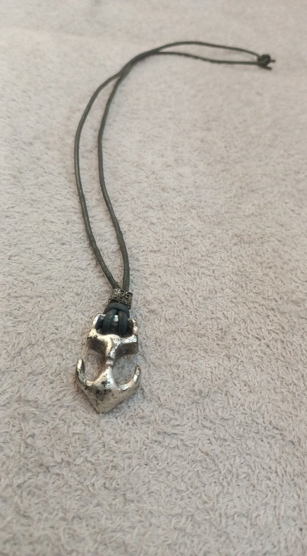 Gri Zincir Detaylı Çapa Midi Kolye - Görsel 2