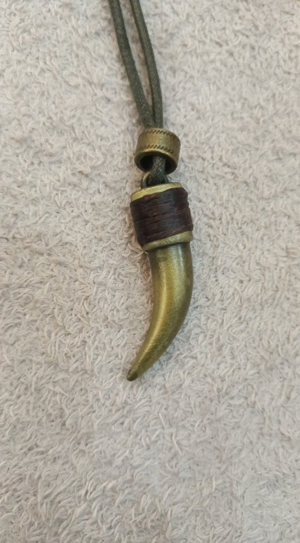 erkek kurt dişi pirinç deri kolye - Görsel 4