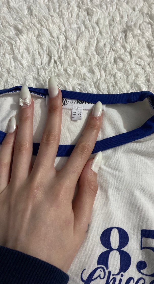 Uzun Kollu Beyaz Crop Top - Görsel 2