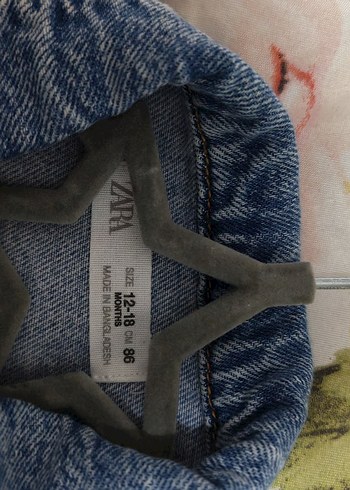 Renkli Nakışlı Düğmeli Mavi kot elbise zara - Görsel 3