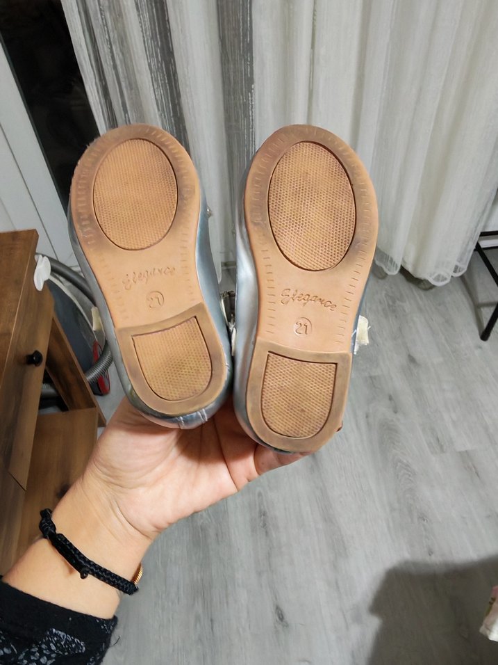 İnci Detaylı Gri Kız Çocuk Babet - Görsel 2