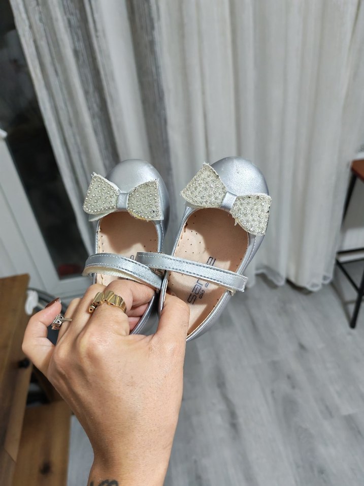 İnci Detaylı Gri Kız Çocuk Babet - Görsel 3