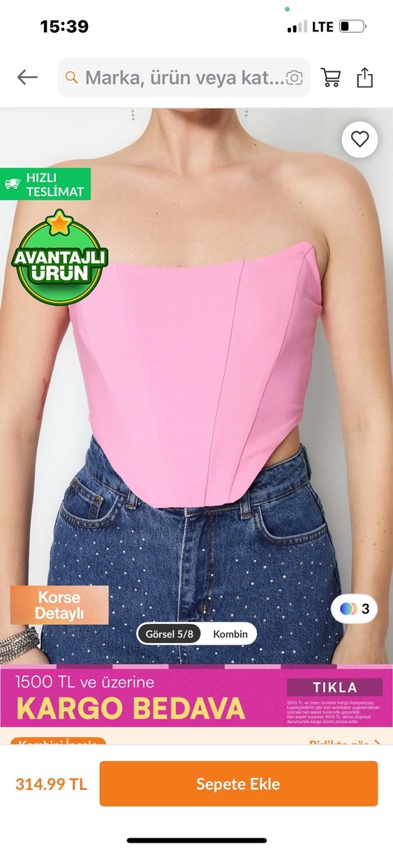 Pembe Pilili Straplez Mini Büstiyer - Görsel 4