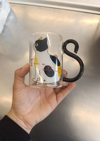 Camlı Kedi Kulplu Kupa 2li set halinde - Görsel 2