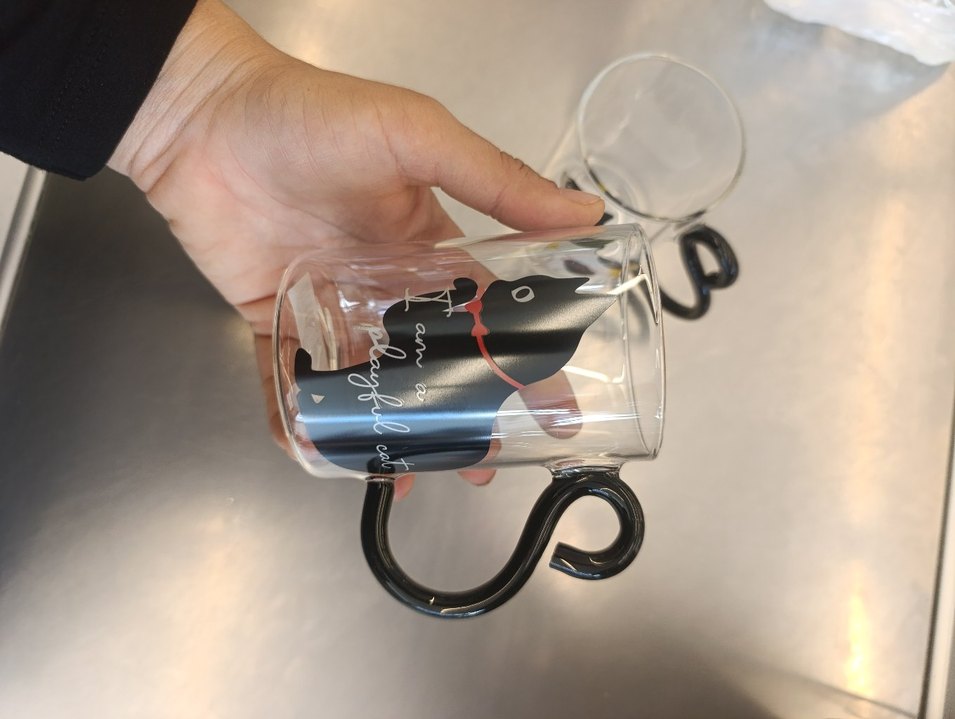 Camlı Kedi Kulplu Kupa 2li set halinde - Görsel 3