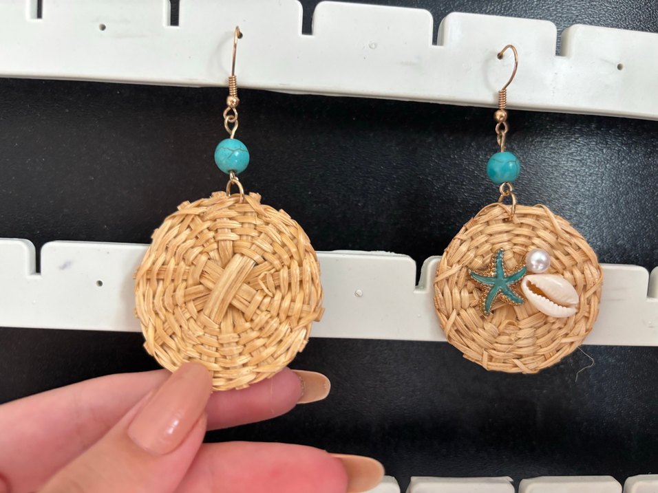 Turkuaz Boncuklu Bohem Mini Küpe - Görsel 2