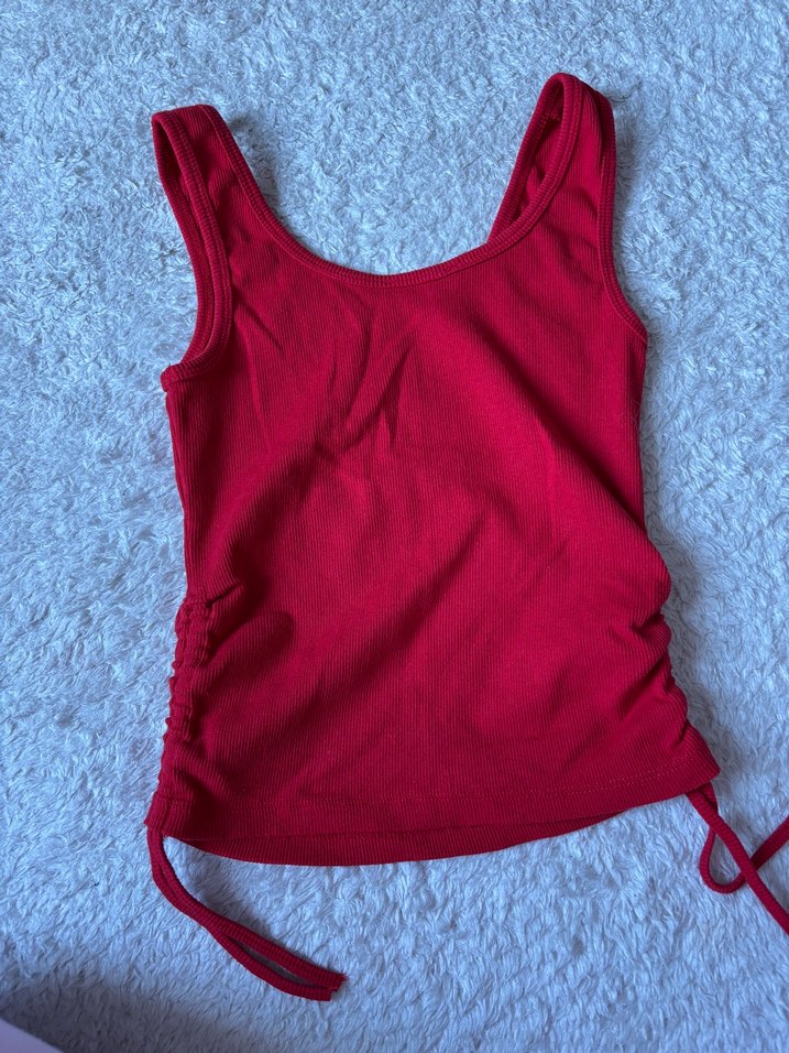 Kırmızı Kadın Büzgülü Atlet - Görsel 4