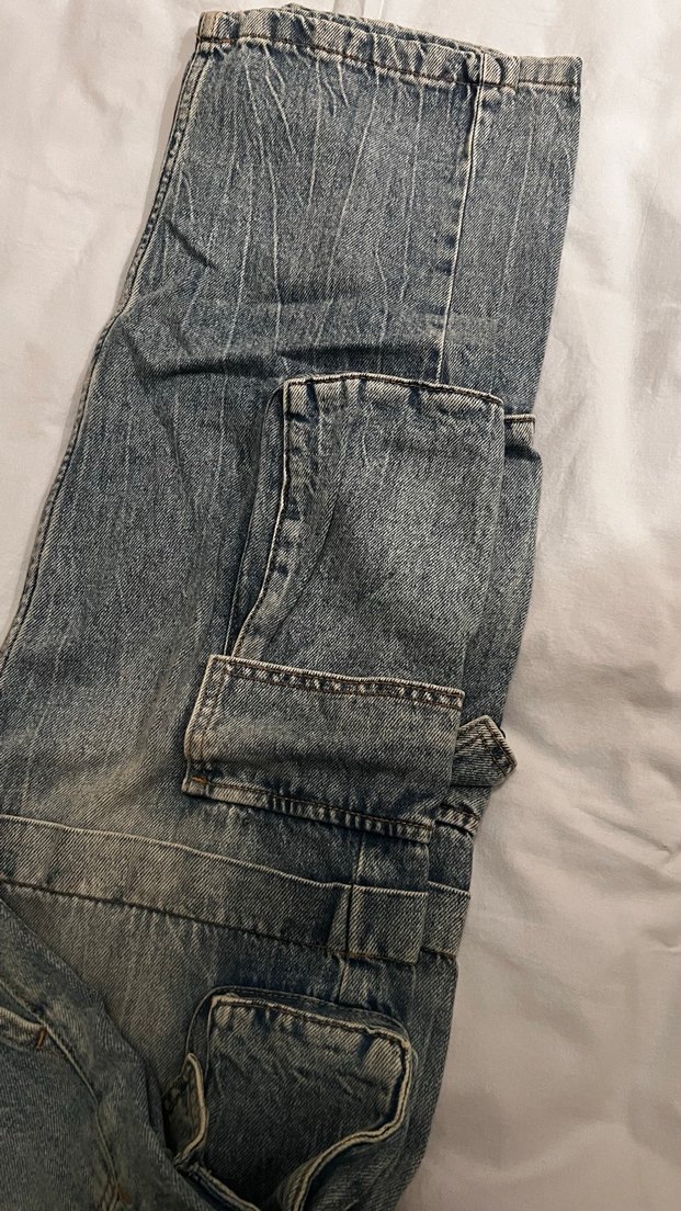 Kadın Mavi Bol Kesim Kot Pantolon - Görsel 2