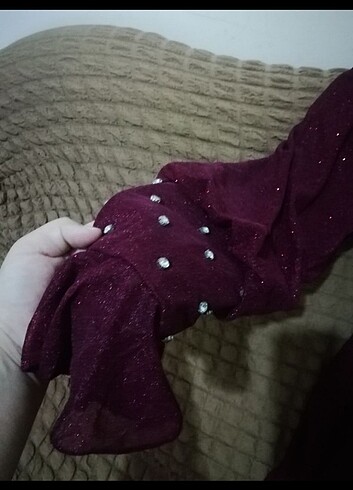 46 Beden bordo Renk Simli bordo abiye