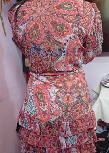 Renkli Salaş Mini Bohem Elbise - Görsel 2