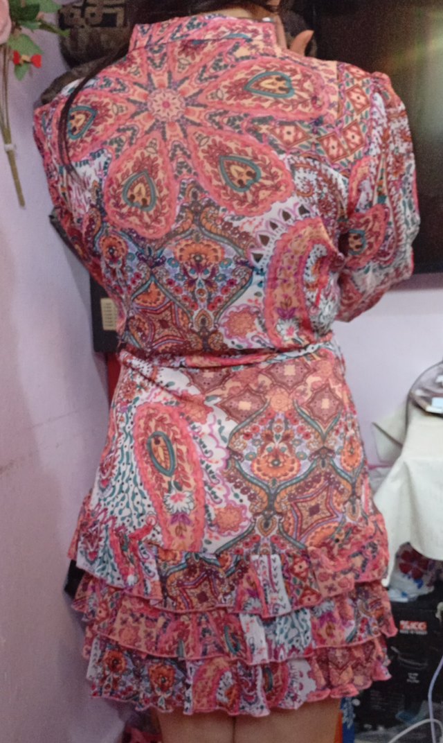 Renkli Salaş Mini Bohem Elbise - Görsel 2