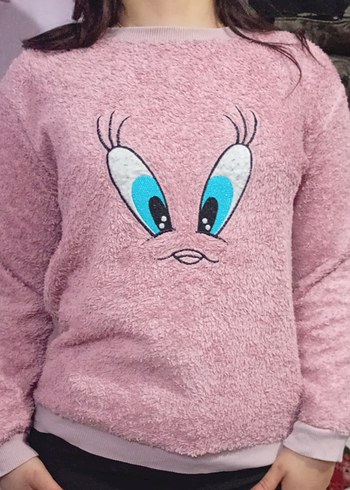 Kız Çocuk Pembe Peluş Sweatshirt - Görsel 2