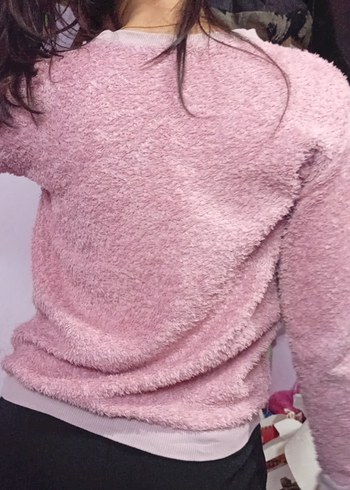 Kız Çocuk Pembe Peluş Sweatshirt - Görsel 3