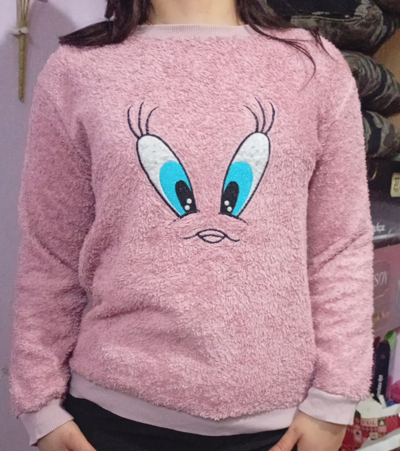 Kız Çocuk Pembe Peluş Sweatshirt - Görsel 2