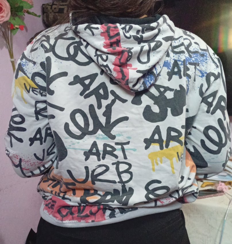 Renkli Baskılı Kadın Sweatshirt - Görsel 2