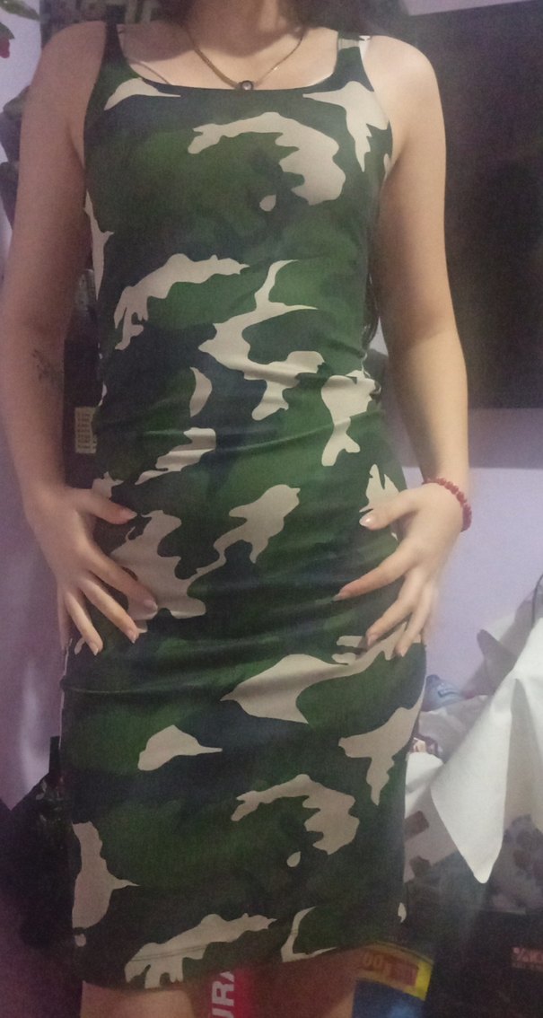 Kadın Kamuflaj Desenli Midi Elbise - Görsel 2