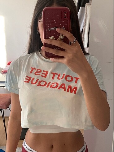 m Beden mavi Renk Mavi crop tişört