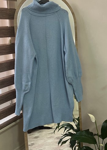 Mavi Triko Boğazlı Kadın Kazak - Görsel 3