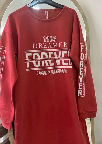 Kırmızı Uzun Kollu Baskılı Kadın Sweatshirt - Görsel 2