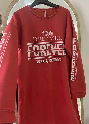 Kırmızı Uzun Kollu Baskılı Kadın Sweatshirt - Görsel 3