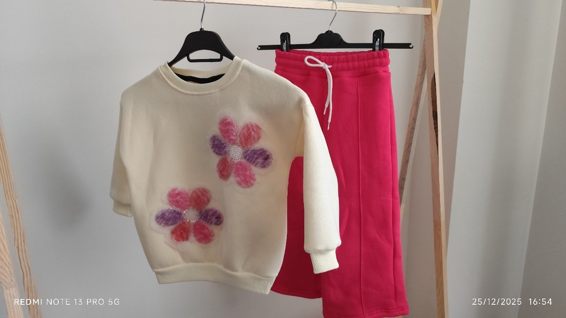 Kız Çocuk Pembe Bol Kesim Eşofman Altı - Görsel 3