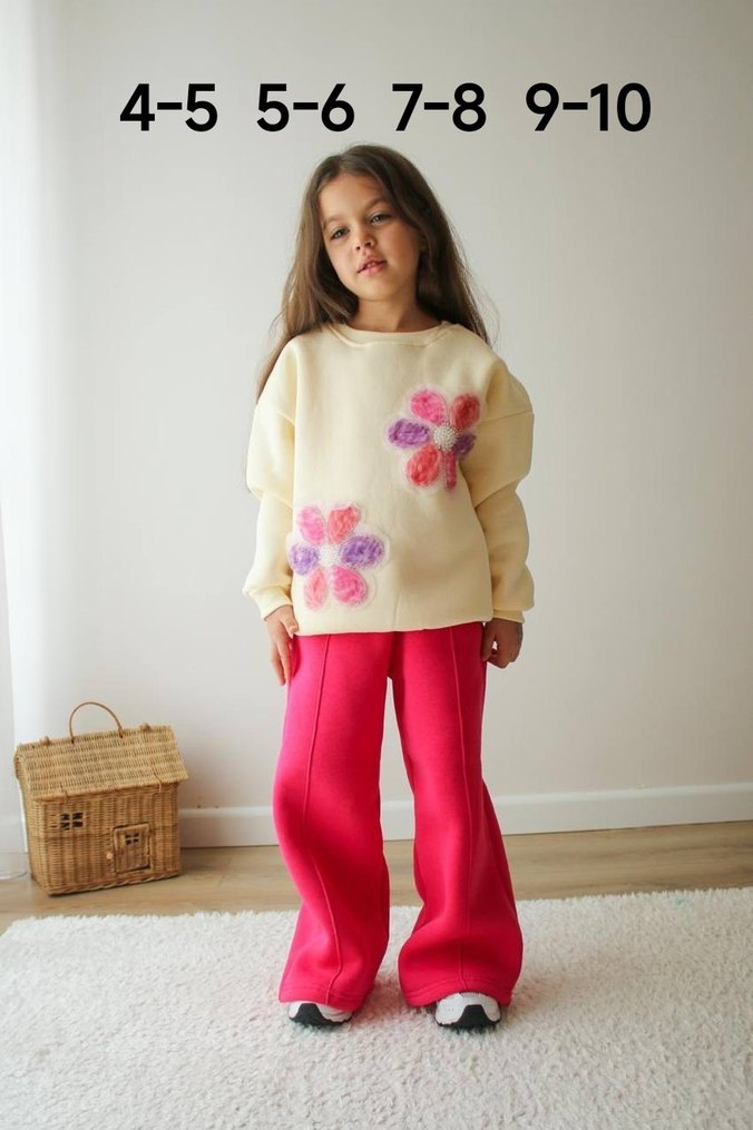 Kız Çocuk Pembe Bol Kesim Eşofman Altı - Görsel 2