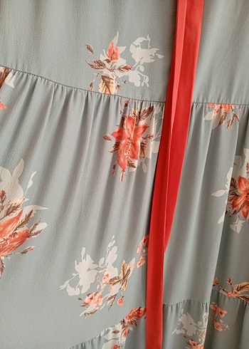 Turkuaz Desenli Uzun Bohem Elbise - Görsel 8