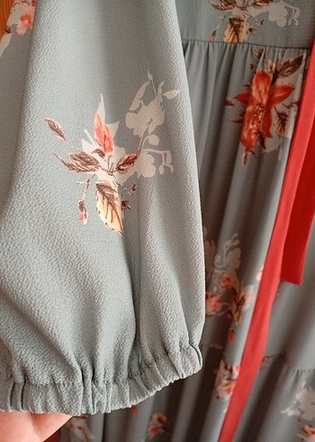 Turkuaz Desenli Uzun Bohem Elbise - Görsel 4