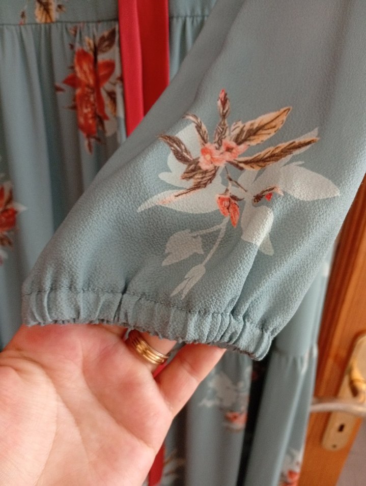 Turkuaz Desenli Uzun Bohem Elbise - Görsel 5