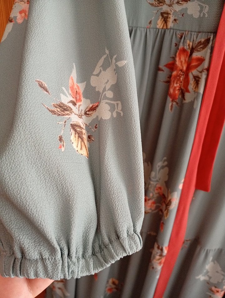 Turkuaz Desenli Uzun Bohem Elbise - Görsel 4