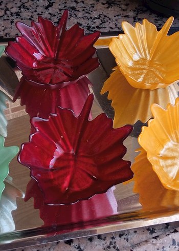 Renkli Yaprak Tasarımlı çerezlik Seti - Görsel 2