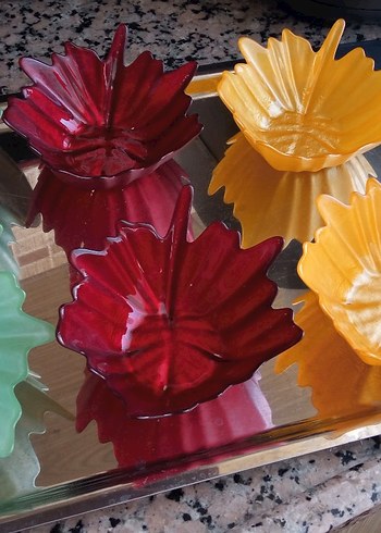 Renkli Yaprak Tasarımlı çerezlik Seti - Görsel 5