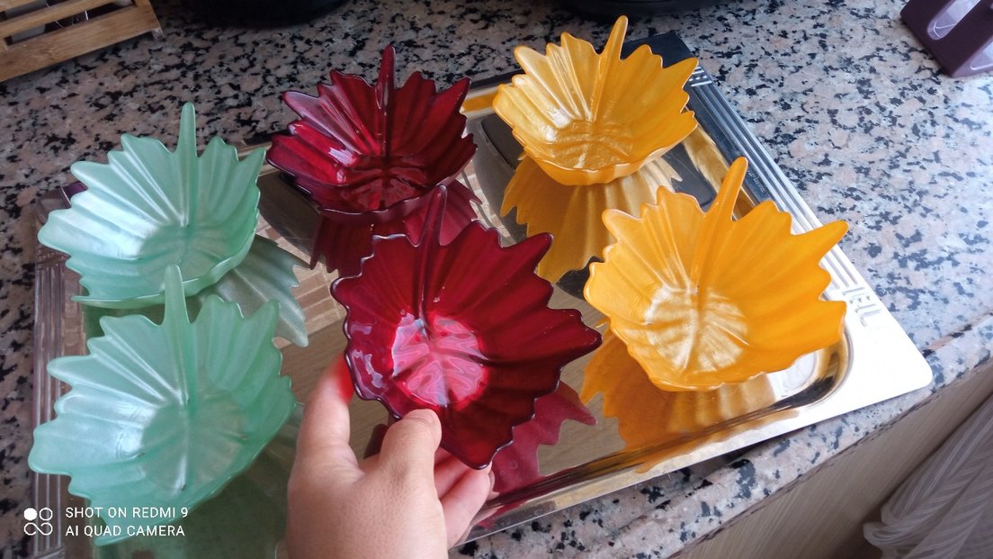 Renkli Yaprak Tasarımlı çerezlik Seti - Görsel 4