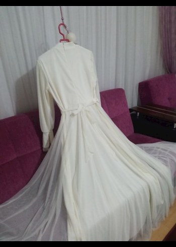 sünnet abiyesi Yüksek Yakalı Uzun krem abiye - Görsel 2