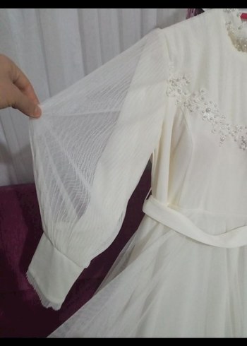 sünnet abiyesi Yüksek Yakalı Uzun krem abiye - Görsel 7