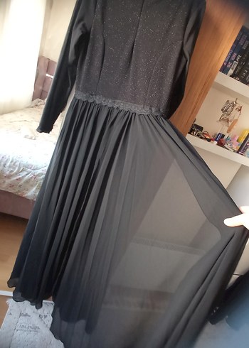 Siyah Uzun Kollu Drapeli Gotik Elbise - Görsel 9